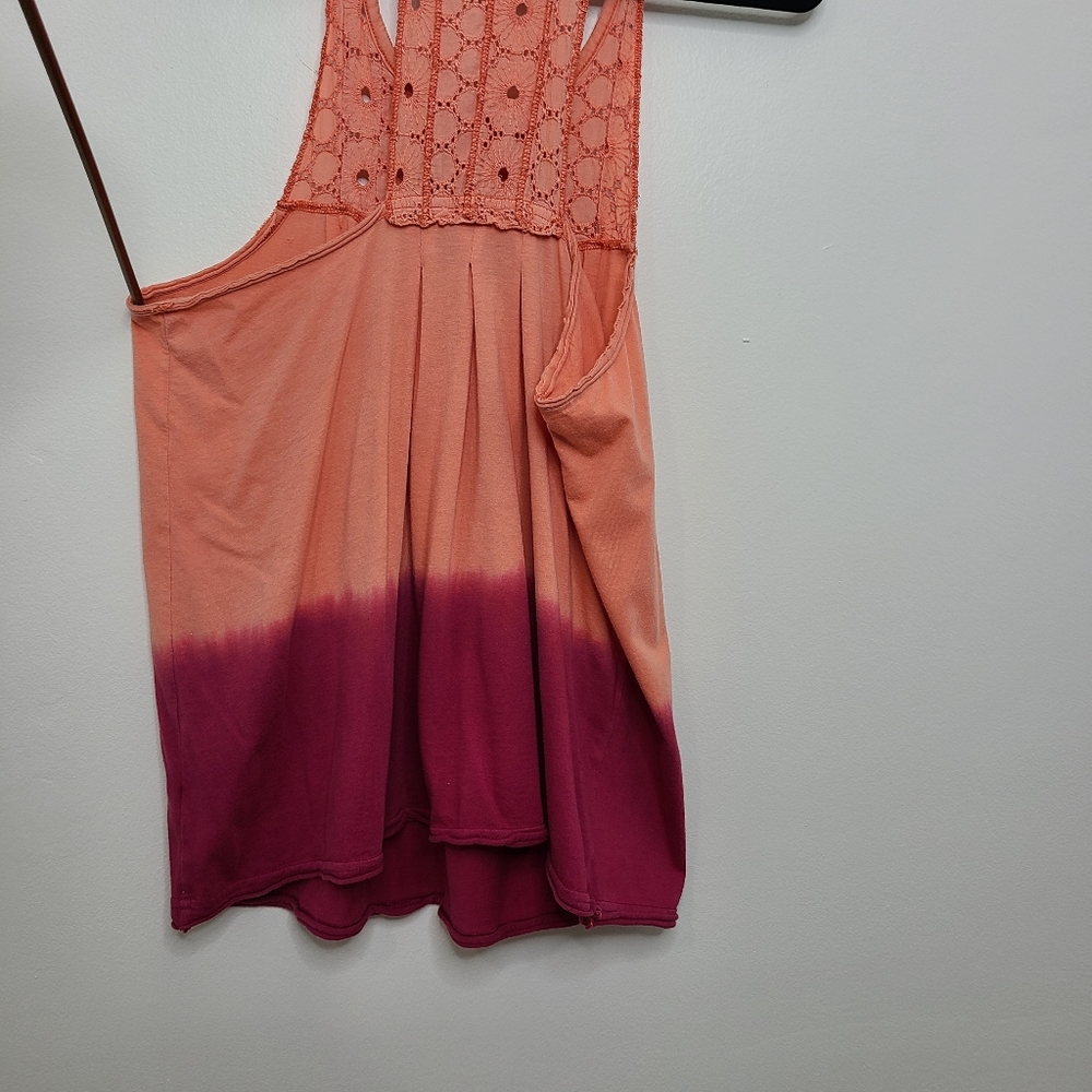 Free People Tank Top Dress Scoop Neck Tie Dye Bohemian Peach Red Size Smal - Picture 15 of 16
